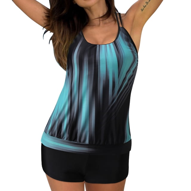 VJATTWR Bathing Suits Women Tankini My Items Women Plus Size Bikini Swimwear Tankini Digital Print Bikini Set Swimsuit Adjustable Strap Split Bathing Suit