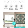 thumbnail image 4 of Window Privacy Film Green Boho Stained Glass Window Film Decorative Sun Block Window Cover Retro Southwest Abstract Flowers Motifs Window Clings Static Adhesive Sticker for Bathroom 23.6"x59", 4 of 7