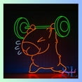 thumbnail image 3 of Shinelab Capybara Weightlifting Neon Sign, Capybara Barbell Wall Art Light, Gym Home Wall Decor 01017, 3 of 4