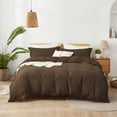thumbnail image 3 of Alazuria Duvet Cover Set Soft Prewashed Microfiber with zipper and 4 corner ties Dark Brown color Queen size ( 90" x 90" ), 3 of 5