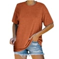 thumbnail image 2 of ICHUANYI Clearance Fashion Women Summer Comfortable Round Neck Short Sleeve Tops Blouse T-Shirt(Orange, L) ICHUANYI WER2023081201737, 2 of 7