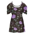 thumbnail image 4 of IROINNID Womens Casual Classic Flower Printed Tunic Tops Crewneck Short Sleeve Off Shoulder Blouse, 4 of 5