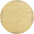 thumbnail image 1 of Ahgly Company Machine Washable Indoor Round Abstract Chrome Gold Yellow Area Rugs, 5' Round, 1 of 7