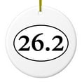 thumbnail image 1 of DistinctInk Hanging Ceramic Christmass Tree Ornament with Gold String - Great Gift / Present - 2 3/4 inch diameter - 26.2 - Marathon Sticker - Running, 1 of 2