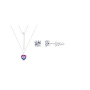 Believe By Brilliance Women's Fine Silver Plated Brass Heart Pendant & Ear Set with Crystal