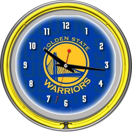 Golden State Warriors NBA City Chrome Neon Clock - Blue, Gold