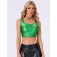 thumbnail image 3 of DARING DIVA Women's U Neck Sleeveless Clubwear Metallic Crop Top 3XL Shamrock Green, 3 of 5
