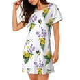 thumbnail image 2 of Haiem Lavender Flowers Print Women’s Short-sleeved Nightdress – Comfortable and Loose-Fit Sleepwear, Soft Cotton Sleep Shirt for Relaxing, Casual Nightdress, 2 of 6