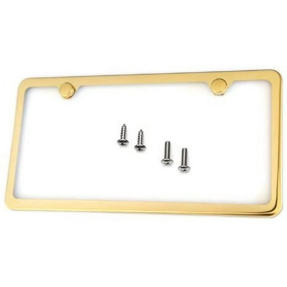Titanium Gold Slim Style Stainless Steel License Plate Frame