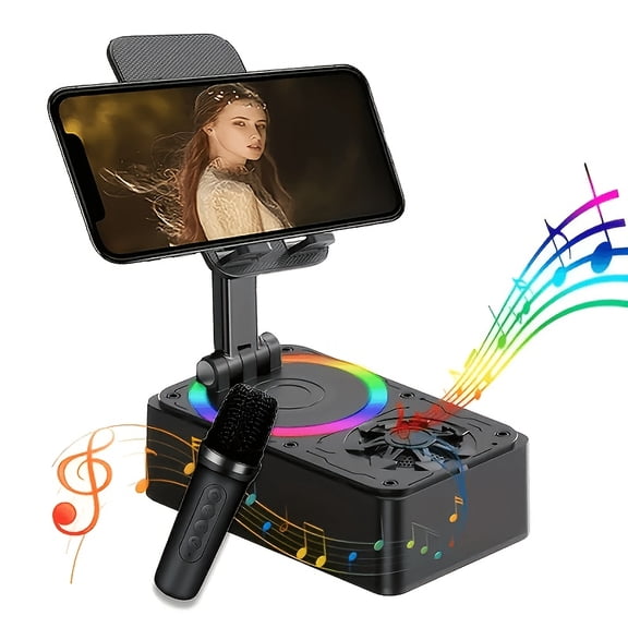 Portable Wireless Speaker with Phone Stand, Turtle Box Design, 1200mAh Battery, 6H Playback, Loud Bass, USB Charging, for Home/Car/Camping, Great Gift