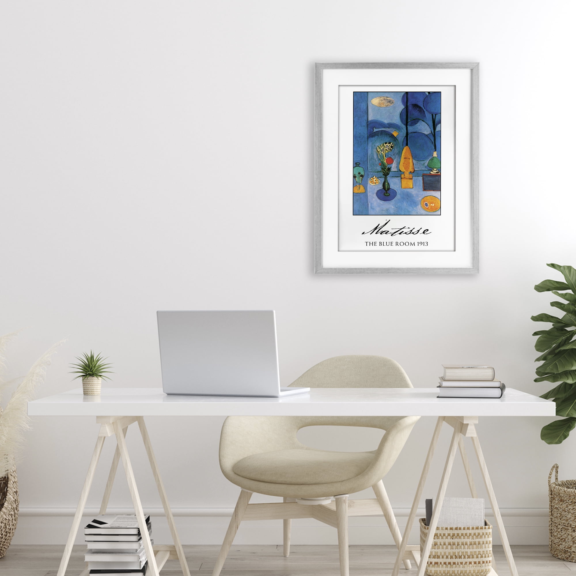 Matisse The Blue Room Gray Framed Print Under Glass, design by Vintage Hustle