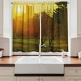 thumbnail image 2 of Ambesonne Nature Kitchen Curtains, Sunset over City Park, 55"x39", Fern Green Dark Orange, 2 of 3