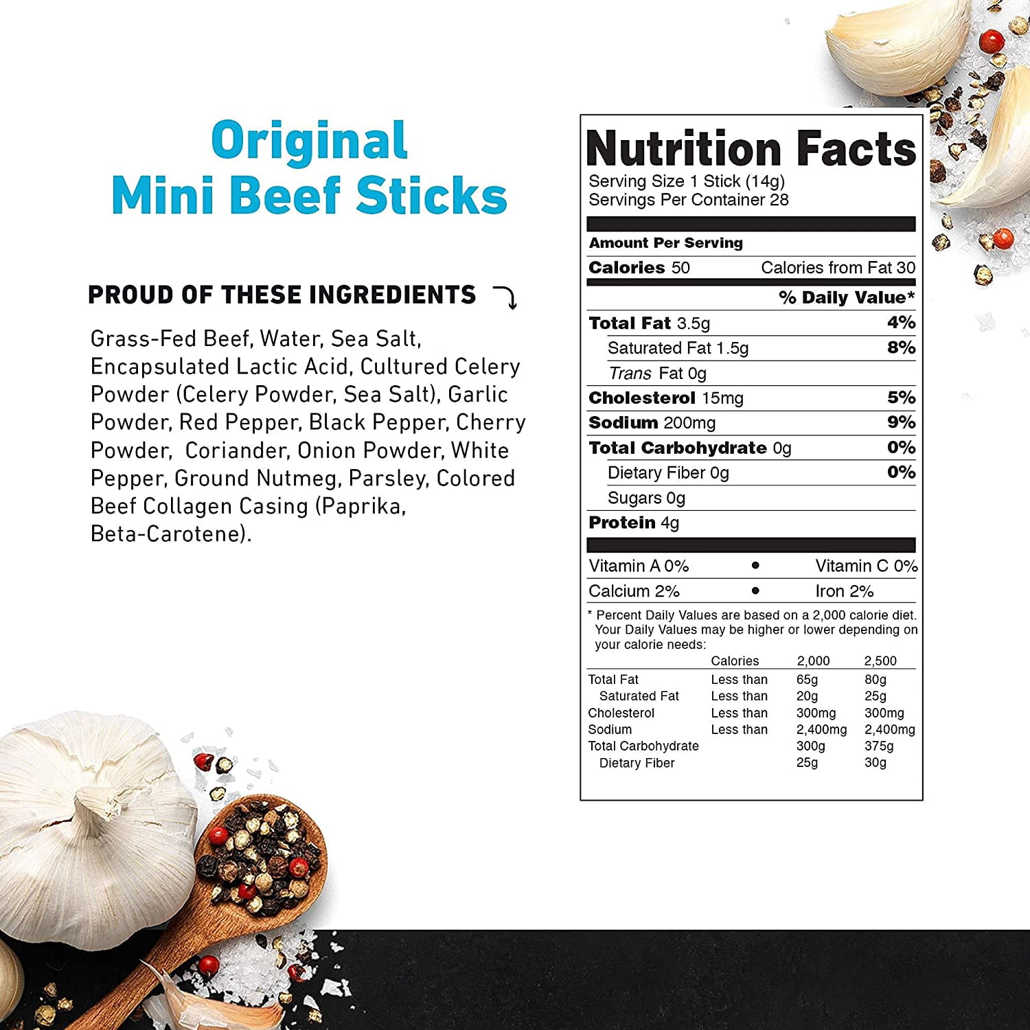 Country Archer Grass-Fed Beef Stick Minis, Original, 0.5 oz, 28 Count