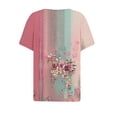 thumbnail image 6 of Floral Printed Tops for Women Plus Size S-3XL Loose Fit V Neck Casual Tee Shirt Summer Short Sleeve Tshirts (L, Pink), 6 of 7