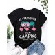 thumbnail image 2 of Camping Print T-Shirt, Short Sleeve Crew Neck Casual Top for Summer & Spring, Women'S Clothing, 2 of 7