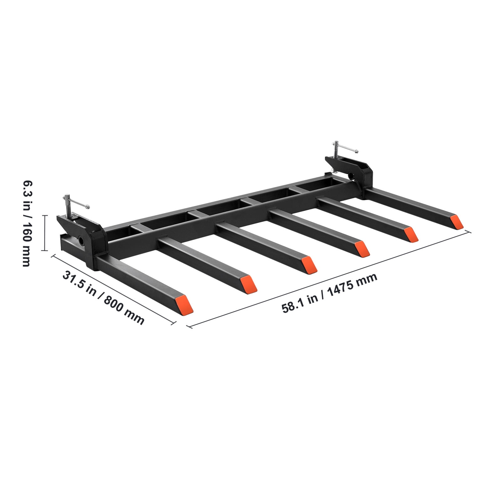 KFFKFF 4,560 lbs Clamp on Debris Pallet Fork 60" Bucket Capacity Heavy Duty