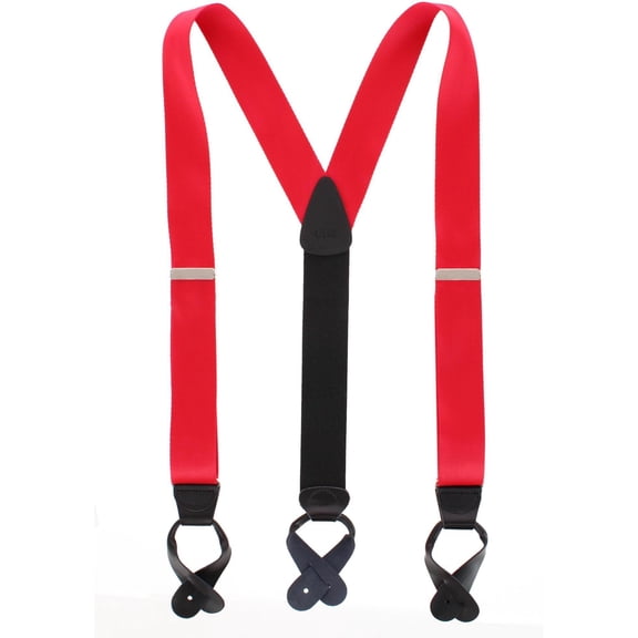 CTM 1.5 Inch Silky Feel Manhattan Button End Suspenders (Men)