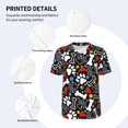 thumbnail image 3 of Zufioo Cute Puppy Footprints Print Men's Baseball Short Sleeve, Moisture Wicking Button-Down Hip Hop Tee-3X-Large, 3 of 7