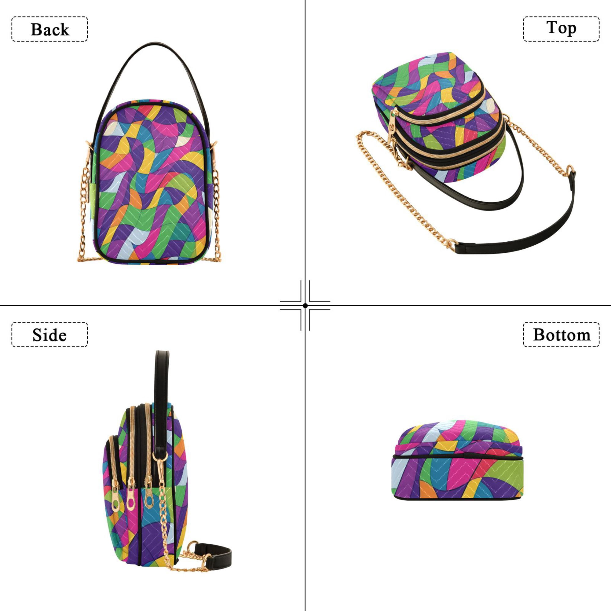 FORMRS Crossbody Bag for Women Quilted Travel Shoulder Cell Phone Purse with Chain Strap Handbag, Colorful Plaid