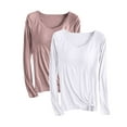 thumbnail image 1 of Pijama de manga larga para mujer, ropa de casa de color con almohadillas para el pecho, camiseta de manga larga, cómoda base para uso externo, pijama de modal de cuello redondo para mujer., 1 of 2