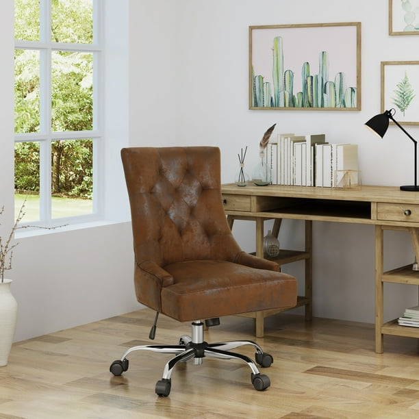 Noble House Home Office Microfiber Desk Chair, Brown ...