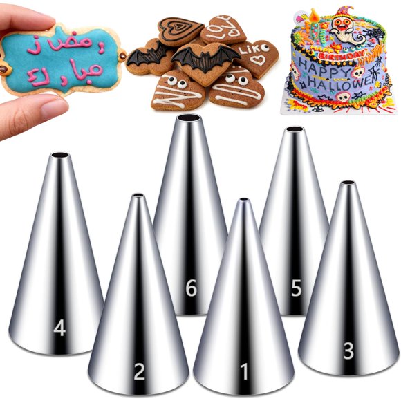 Hendiy Juego De 6 Puntas Redondas Para Glaseado De Acero Inoxidable, Boquillas Para Glaseado De Magdalenas, Punta Pequeña Para Decoración De Pasteles, Herramienta De Decoración De Glaseado Para Gallet