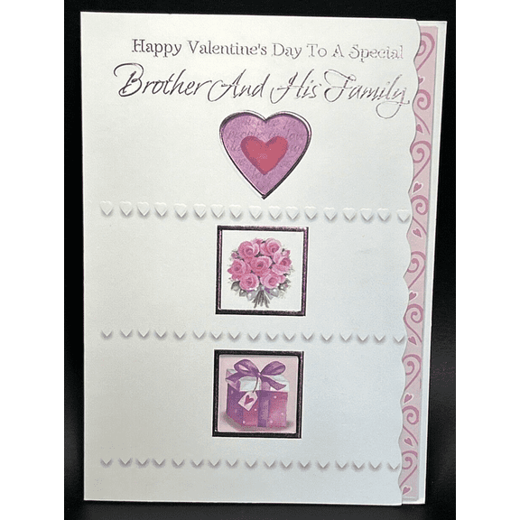 Happy Valentine's Day Brother and Family Greeting Card w/Envelope