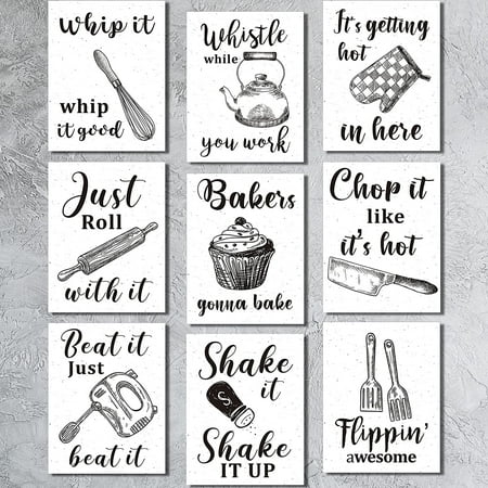 9 Pieces Kitchen Wall Posters Funny Farmhouse Kitchenware with Sayings  Posters Decor with 40 Glue Point Dots for Restaurant Cafe Bar Kitchen  Dinning Room Decorations (Black,11 x 14 Inch) | Walmart Canada