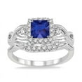 thumbnail image 2 of 1.25 Carat Antique Design Princess cut Sapphire and Diamond Bridal Ring Set in 14k White Gold sapphire & diamond engagement ring, 2 of 3