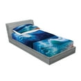 thumbnail image 2 of Ambesonne Ocean Fitted Sheet & Pillow Sham Set, Moonlight over Wavy Sea, Twin, Navy White, 2 of 2