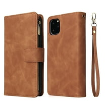 iPhone 11 Pro Max Wallet Case, Dteck Soft Leather Zipper Wallet Case Magnetic Buckle Horizontal Flip Cover with 5 Card Slots/Photo Pocks For Apple iPhone 11 Pro Max 6.5 inch 2019, Brown
