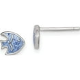 thumbnail image 1 of Sterling Silver Enameled Blue Fish Post Earrings (6.4 X 6.5) Made In China qe14346, 1 of 5