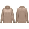 thumbnail image 3 of Byworldtasic Womens Plus Size Tops Womens Oversized Turtleneck Sweaters Fall 2025 Lightweight Thin Ribbed Knit Button Cropped Pullover Top, 3 of 5