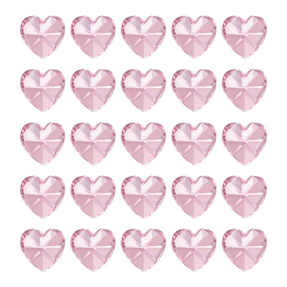 Uxcell K9 Crystal Heart Beads 1 Holes Pendants, 30 Pack 14mm Chandelier Prisms Parts Ornaments Hanging Beads for DIY Arts Crafts Decoration, Pink