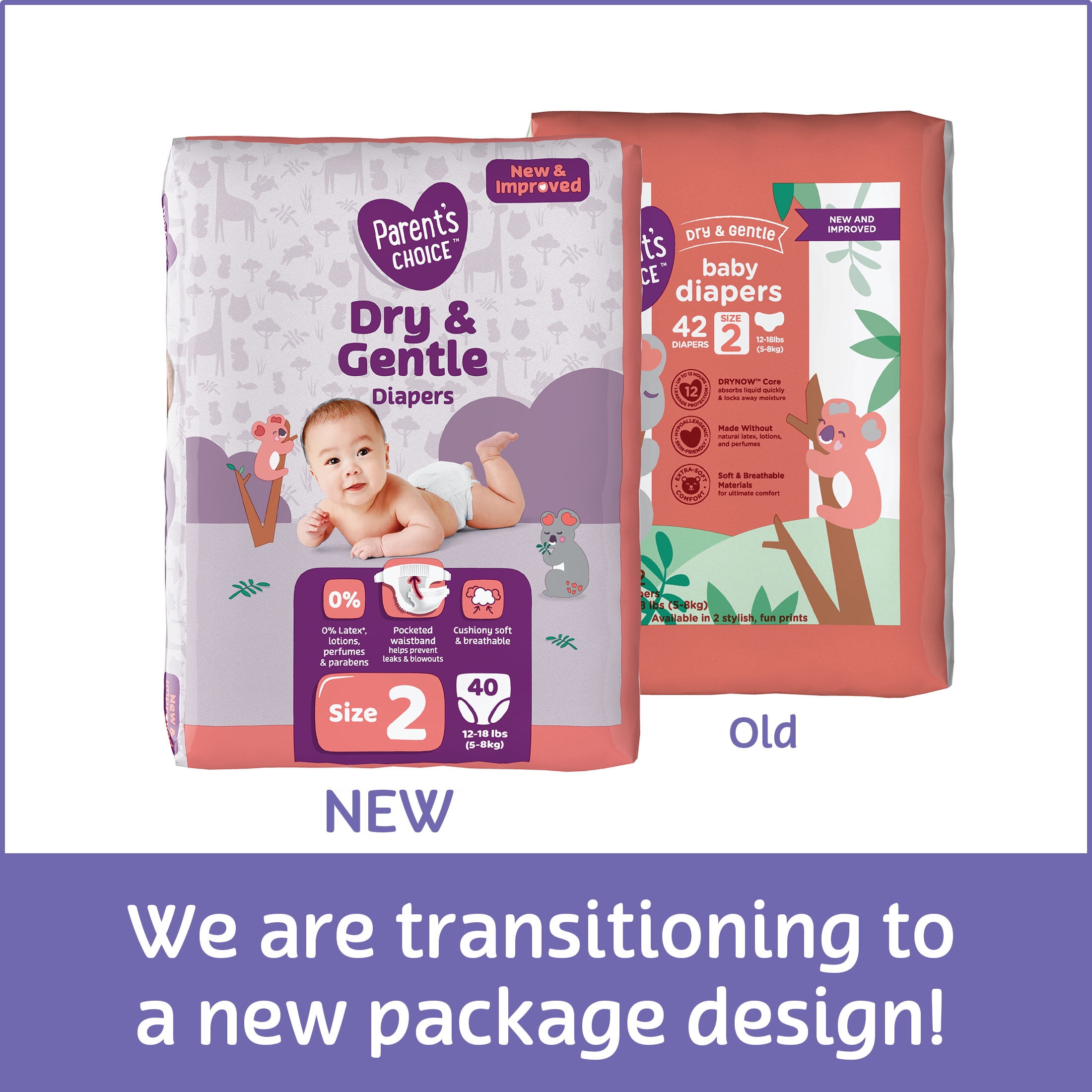 Parent's Choice Dry & Gentle Diapers (Choose Your Size & Count)