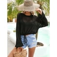 thumbnail image 3 of Attraco Knitted Bikini Beach Sunblock Shirt Draw Rope Short Plus Size Smock Woman, 3 of 8