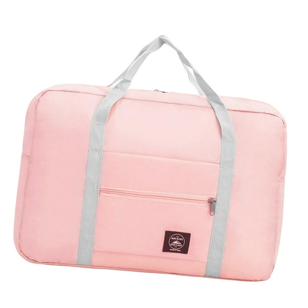 Bolsa de viaje plegable, bolsa de lona, artículos esenciales de viaje, impermeable, con cierre fijo. Rosa