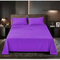 Supreme Series Rayon Made from Bamboo Sheet Set - Wrinkle Free -Softer than Cotton- Deep Pockets - 4 Piece - 1 Fitted Sheet, 1 Flat, 2 Pillowcases Queen, Violet