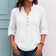 thumbnail image 4 of Pxiakgy Women's Long Sleeve Tops Henley Shirts Casual Trendy Button T Shirts 2025 Summer Basic Tunic Ladies' Autumn and Winter Fashionable Casual V Neck Button Loose Long Sleeved Shirt Top White Xxl, 4 of 4