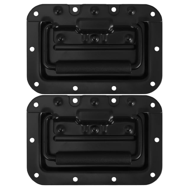 KAKOWELY barn door handle 2pcs Spring Loaded Recessed Pull Handles Metal Handles for Toolboxes Cabinets and Chests Black for Secure and Convenient Access6.3"X4.21"X0.59"