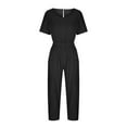 thumbnail image 5 of gakvbuo Jumpsuits For Women Summmer Dressy Wedding Women's Casual Loose Pocket Strap Cotton And Linen Jumpsuit Short Sleeve Sling Jumpsuitit, 5 of 7