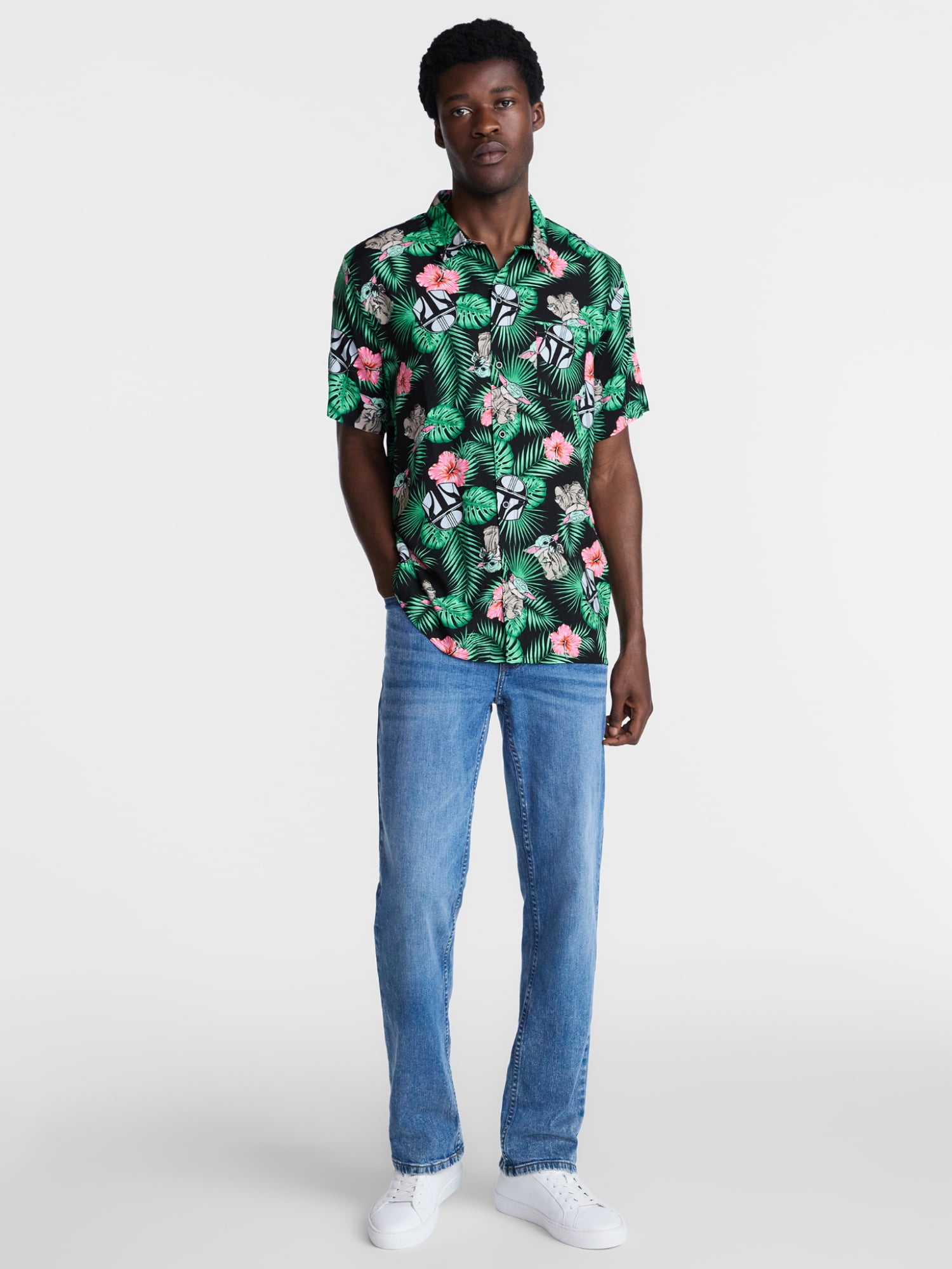 Star Wars The Mandalorian Men's and Big Men's Button Shirt, Sizes XS-5XL