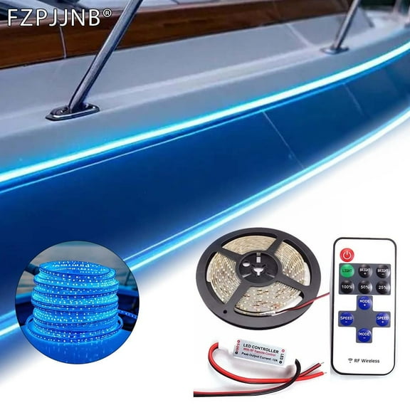 FZPJJNB Wireless Blue LED Strip Kit For Boat Marine Deck Interior Lighting 5M 16.4 FT 12V