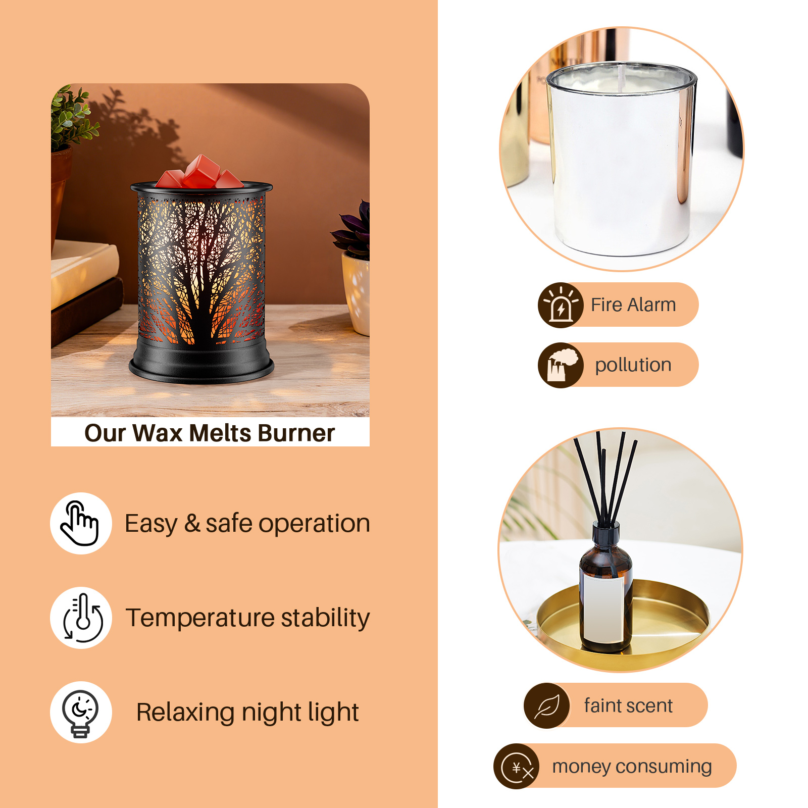 Untimaty Metal Wax Melt Warmer With Night Light photo 5