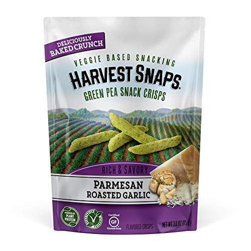 Harvest Snaps Green Pea Snack Crisps Parmesan Roasted Garlic, 3.0 oz