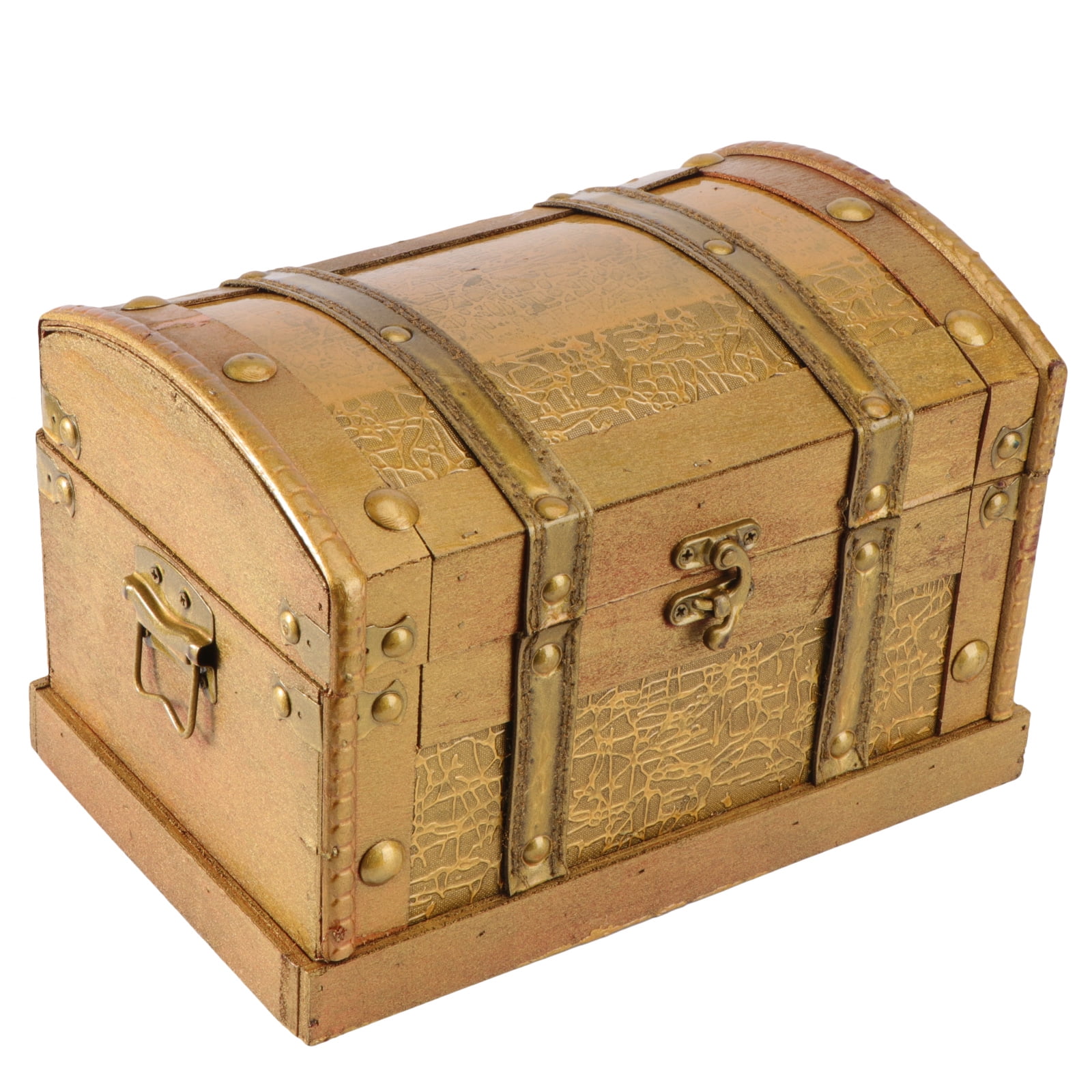 treasure box Retro Wooden Pirate Treasure Chest Box Jewelry Storage  Organizer Trinket Keepsake Treasure Case Decor Without Lock Size S