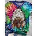 thumbnail image 4 of Hauts d'Été Grande Taille pour Femmes Manches Courtes Imprimé Animal 3D Col Rond T-Shirt Blouse Col en V Femmes en Solde, 4 of 6