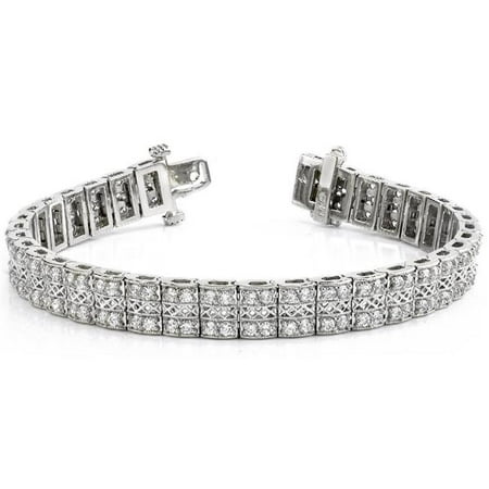 - Harry Chad HC10592 10.00 CT 14K White Gold Round Cut Bezel Set Diamond Tennis Bracelet, Color G - VS2 Clarity