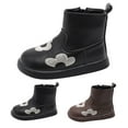 thumbnail image 4 of XXWXYD Toddler Shoes Girls Spring Autumn Winter Boots Plus Velvet Short Boots Children's Side Zipper Boots Baby Short Boots for Simple Casual Non Slip Breathable Shoe(2.5-3 Years,Black), 4 of 9