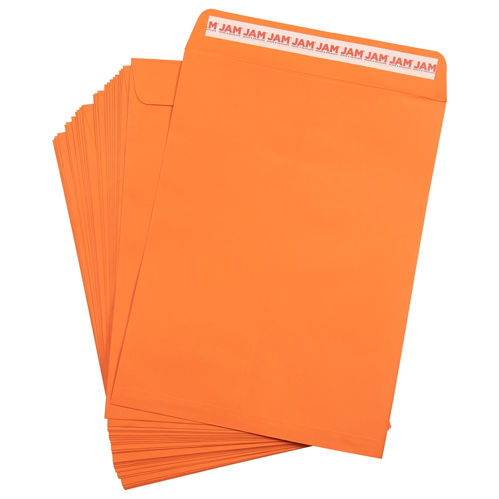 JAM Paper Orange 9 x 12 Open End Catalog Peel & Seal Envelopes, 50/Pack